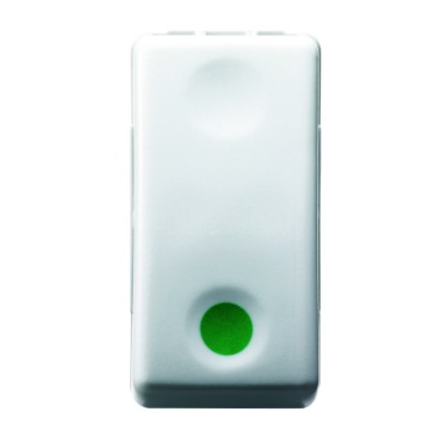 Buton, cu revenire, cu, indicator luminos, verde, Start, 1P, 10A, 1 modul, SY/WH, GW20522