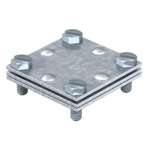 Piesă de legătură, în cruce, pentru platbandă, cu placă intermediară, 30mm