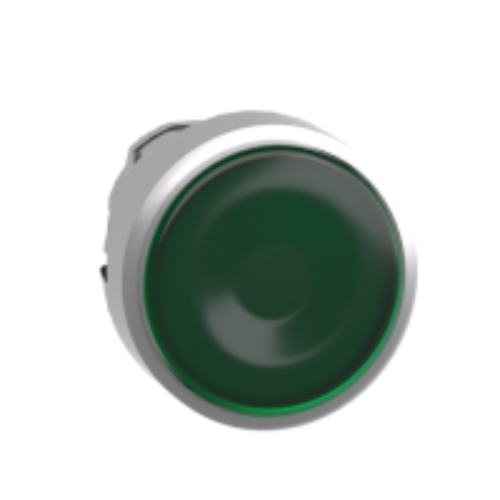 Cap de Buton, iluminat, Incastrat, Verde, Ø 22, Revenire cu Arc, pentru Led Integral